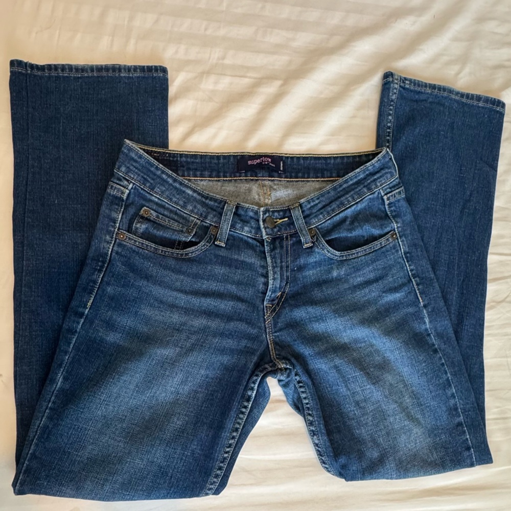 Y2K Levi's Superlow 518 Dark Blue Jeans -3 Short / 4 Regular